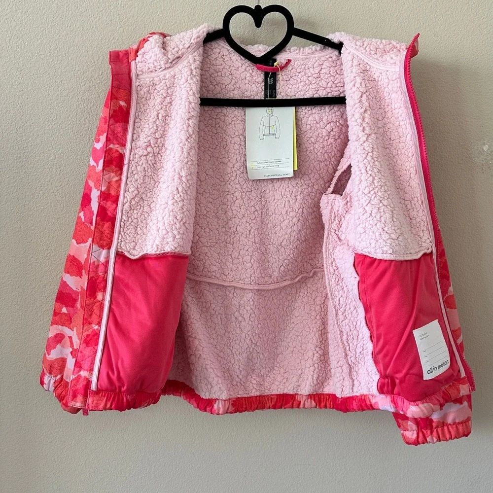 All In Motion Pink Camouflage High Pile Fleece Hooded Jacket NWT Size XL / 14